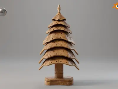 Wooden christmas tree 01 Low-poly 3D model