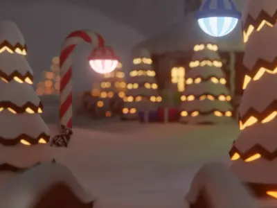 Gingerbread Christmas Village Winter Game Ready Low-poly 3D model