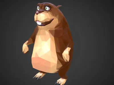 Gopher Cartoon Low Polygon Art Farm Animal Low-poly 3D model