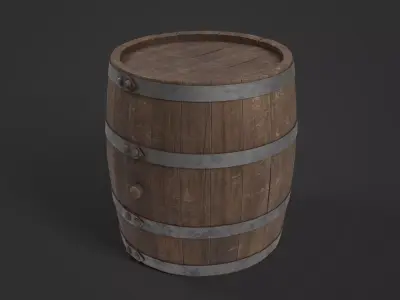 Wooden Barrel Free low-poly 3D model