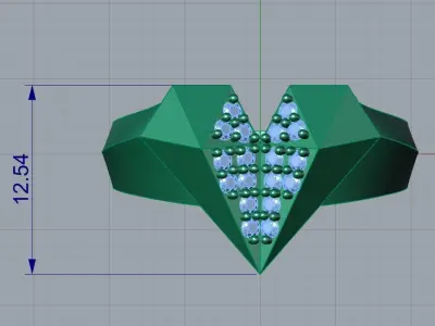 Geometric heart-shaped ring 3D print model