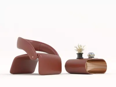 Modern Coffee Table and Armchair Set 38 3D model