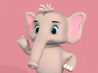 Stylized Toon Elephants rigged Low-poly 3D model