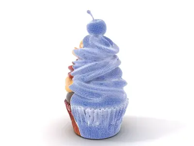 Cherry Swirl Cupcake model pack Low-poly 3D model
