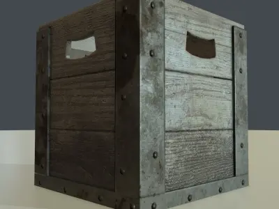 PBR Wooden Container Low-poly 3D model