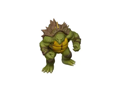 Turtle Warrior 3D Model  Armored Reptile Fighter 3D model