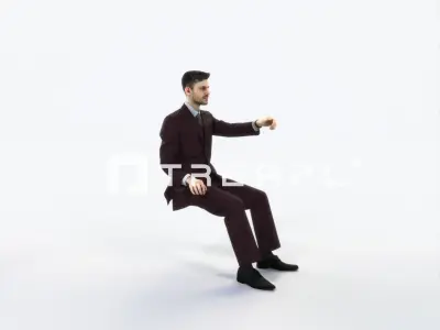 Posture 20I Driver Driving Sitting Elegant Business Man Low-poly 3D model