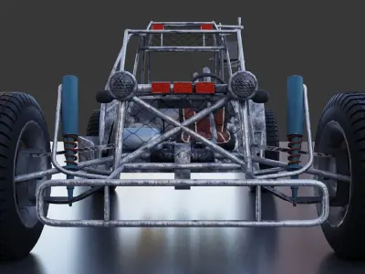 Buggy race car Low-poly 3D model