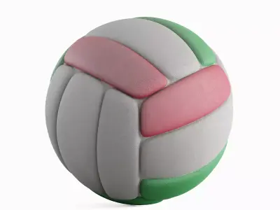 Leather Volleyball Ball 02 3D model
