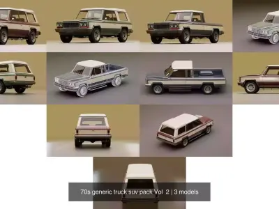 70s generic truck suv pack Vol  2 3D Model Collection