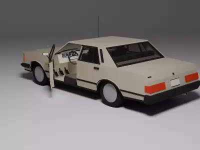 Low Poly 1980s Luxury Sedan 3D Model Car08 Low-poly 3D model