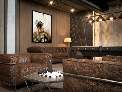 Interior design mans cave 3D model