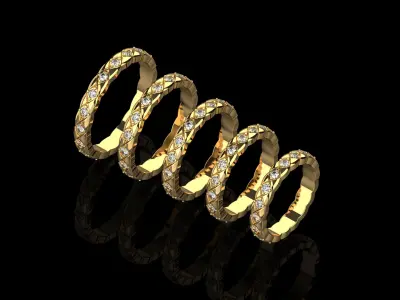 Coco Crush mini diamonds rings in different sizes 15 - 19 3D Model Pack