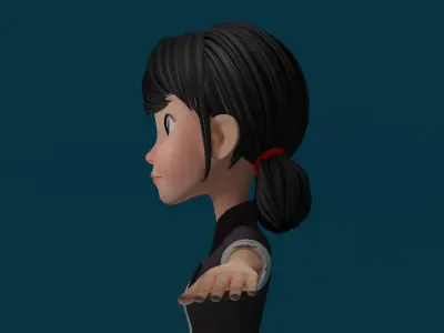 Cartoon Girl Low-poly 3D model