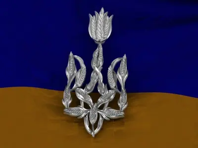 Trident tulip brooch 3D print model