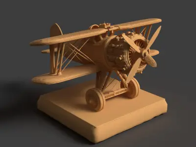  Chinese wooden airplane figure    Low-poly 3D model