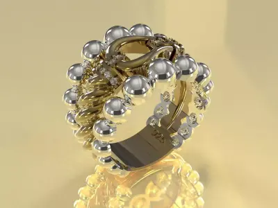Voluminous Bubble Cluster and Swirl Cocktail Ring model jr00285 3D print model