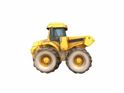 Construction Track Cartoon Bulldozer  High Render 3D model