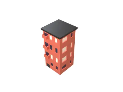 Low Poly Apartment v1 003 Low-poly 3D model
