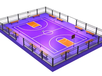 Basketball court A3 Low-poly 3D model