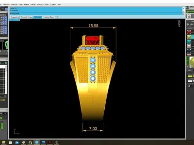 Luxury Square Red Gemstone Diamond Mens Ring  3972 3D print model