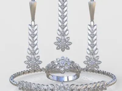 Ring Bracelet Earring and Pendant Set 3D printable model 0019 3D Model Pack