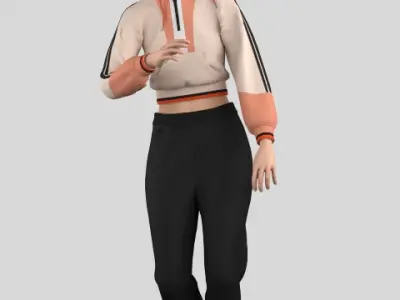 Cropped Women Hoodie and Pants 3D model