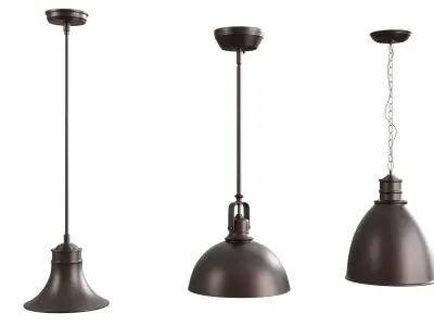 Three Metal Oil Ceiling Lamps 3D model  3D model