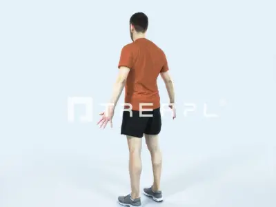 Portrait 09J Animated Rigged Sports Man Low-poly 3D model
