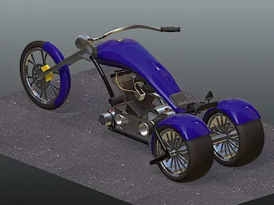 Harley Davison custom street Trike- High Poly 3D model