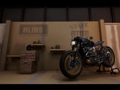 Motorbike Shop Environment Low-poly 3D model