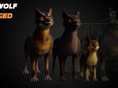 Wolf Prime - Rigged Cartoon-Realistic 3D Model Pack for Blender Low-poly 3D model