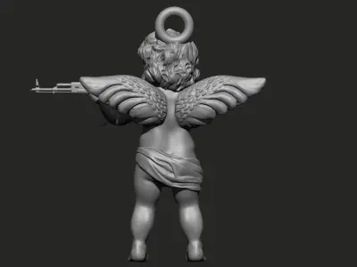 Angel baby with AK47 pendant 3D print model