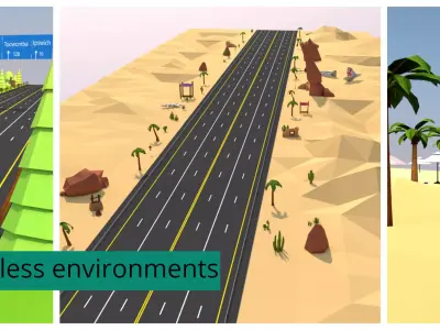 Stylized Endless  Racing Game Environments  Low-poly 3D model