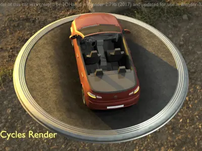 City Car 79 Compact Class Convertible Open Type-C Brown Low-poly 3D model