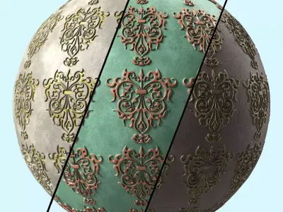Plaster Materials 10- Ornament Plaster Pbr 4k seamless Sbsar Low-poly 3D model