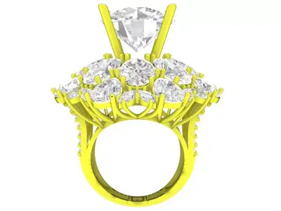 A7190 Luxury Diamond Flower Engagement Ring For Women 3D Model 3D print model