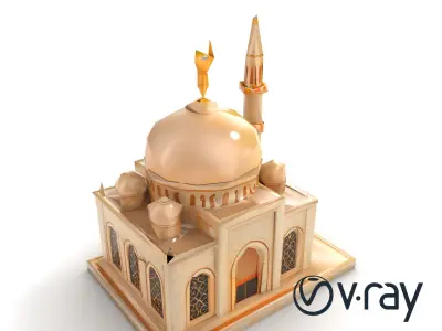 Stylized Mosque Crescent Dome Stone Texture model pack Low-poly 3D model