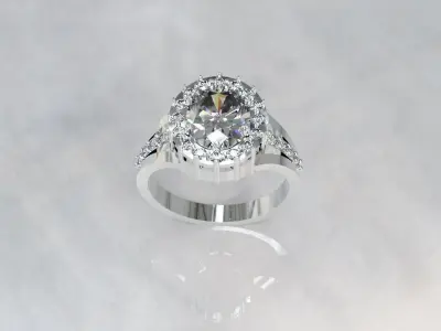 Diamond engagement ring 3D print model