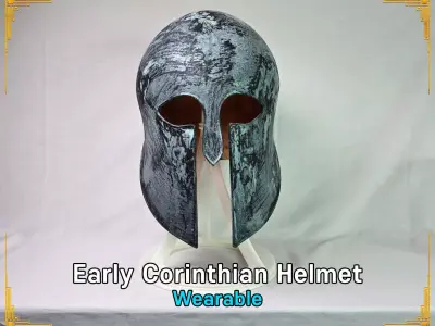 Early Corinthian Helmet with Stand 3D print model