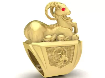luxury female goat ring 3718 3D print model