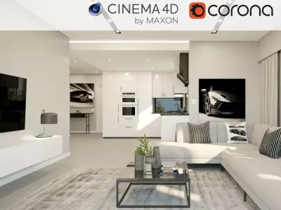 Corona - C4D Scene files - House Warrigal Interior 3D Model 3D model