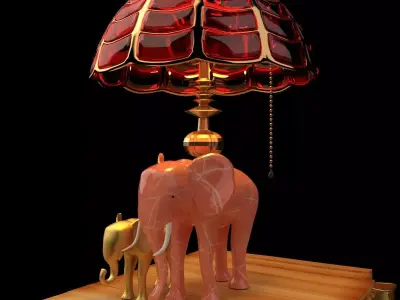 Chinese display stand with elephant lamp  3D model purchase