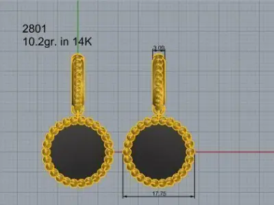 Circle Milgrain Earring 2801 3D print model