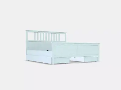 HEMNES Bed frame with 4 storage boxes 3 Low-poly 3D model