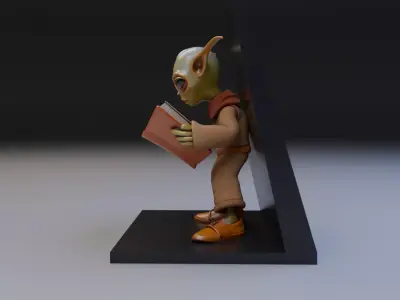 alien reading book book stand  3D print model