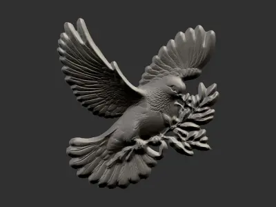 white dove with olive branch cnc  3D print model