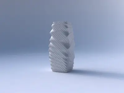 Vase rectangle with distorted and twisted grid plates 3D print model