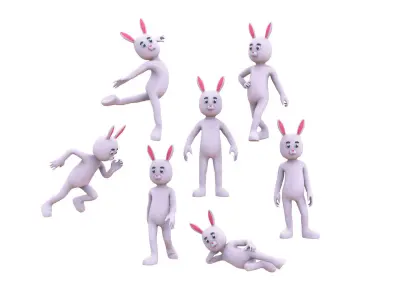 Cartoon Rabbit Bunny Rigged  Low-poly 3D model