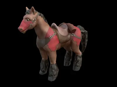 3D horse toy with armor Low-poly 3D model